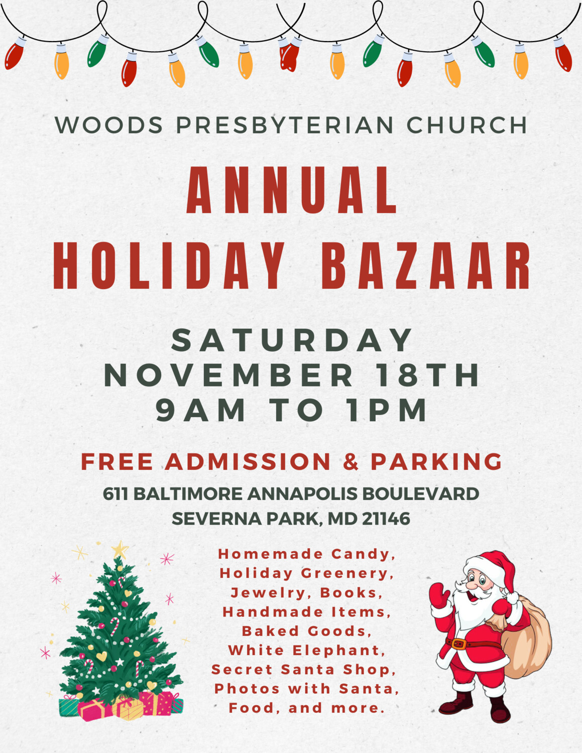 Woods Memorial Church Holiday Bazaar Severna Park